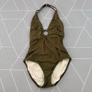 NEW Tommy Bahama One Piece Swimsuit Size 8 Olive Green‎ Halter $118